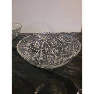 Vtg Anchor Hocking Star of David Serving Bowl 10 3/4" X 4" Clear Pressed Glass